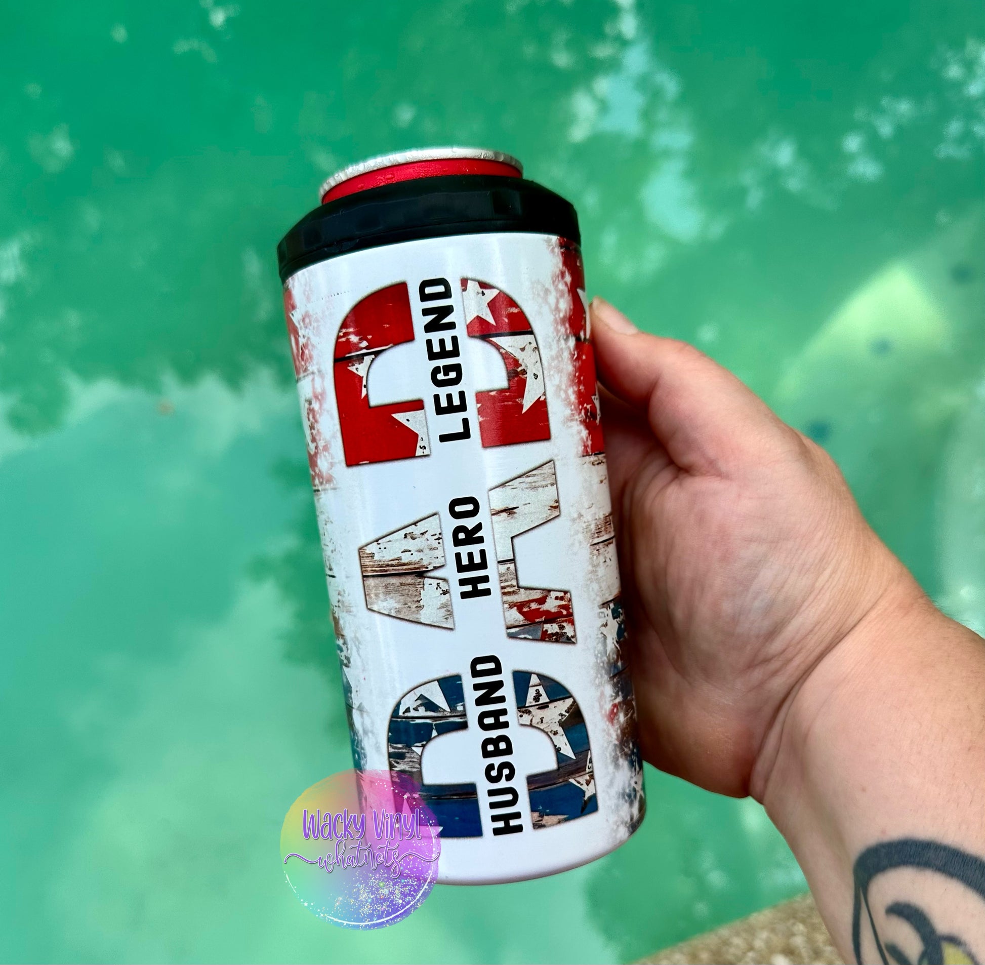 Patriotic Dad 4-in-1 Cooler Wacky Vinyl Whatnots, LLC