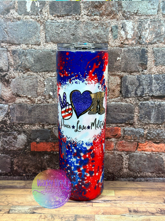 Peace Love Military Tumbler Wacky Vinyl Whatnots, LLC