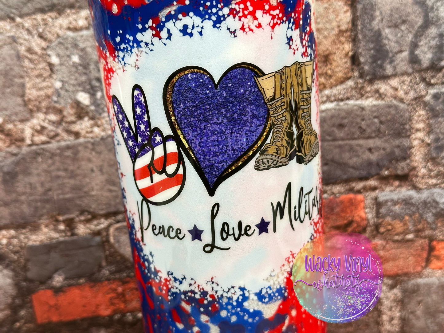 Peace Love Military Tumbler Wacky Vinyl Whatnots, LLC