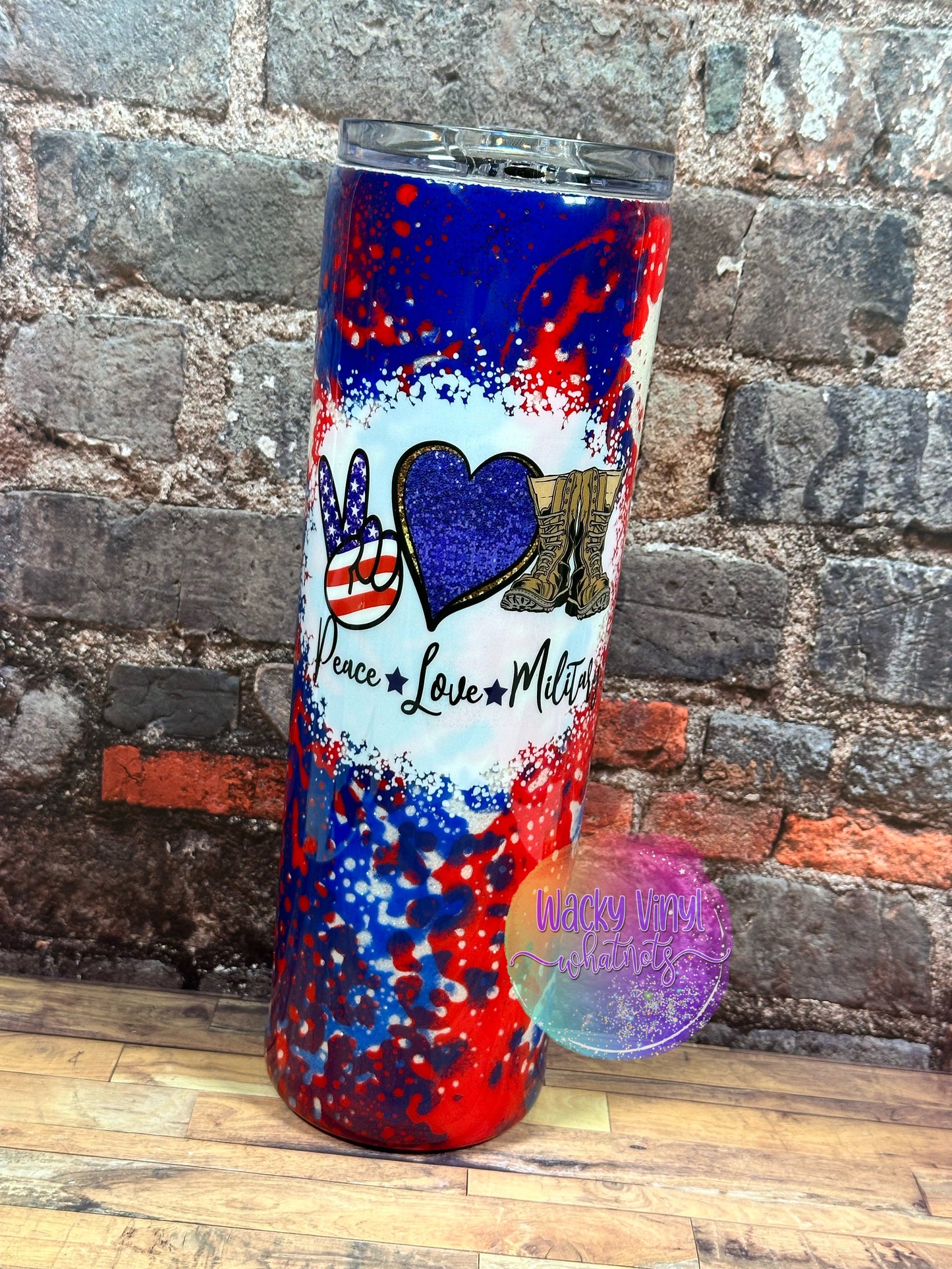 Peace Love Military Tumbler Wacky Vinyl Whatnots, LLC