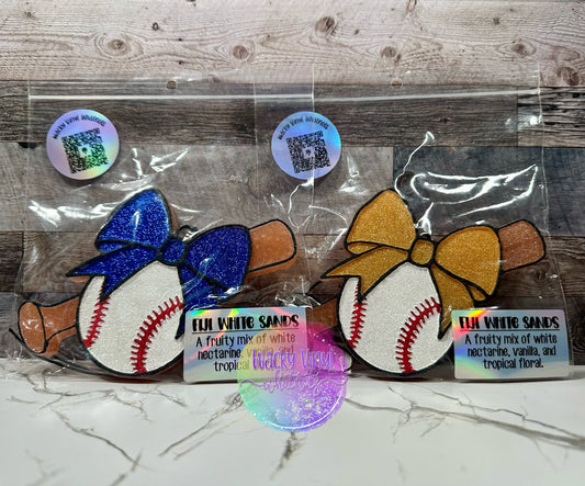 Baseball with Bat & Bow Freshie Wacky Vinyl Whatnots, LLC