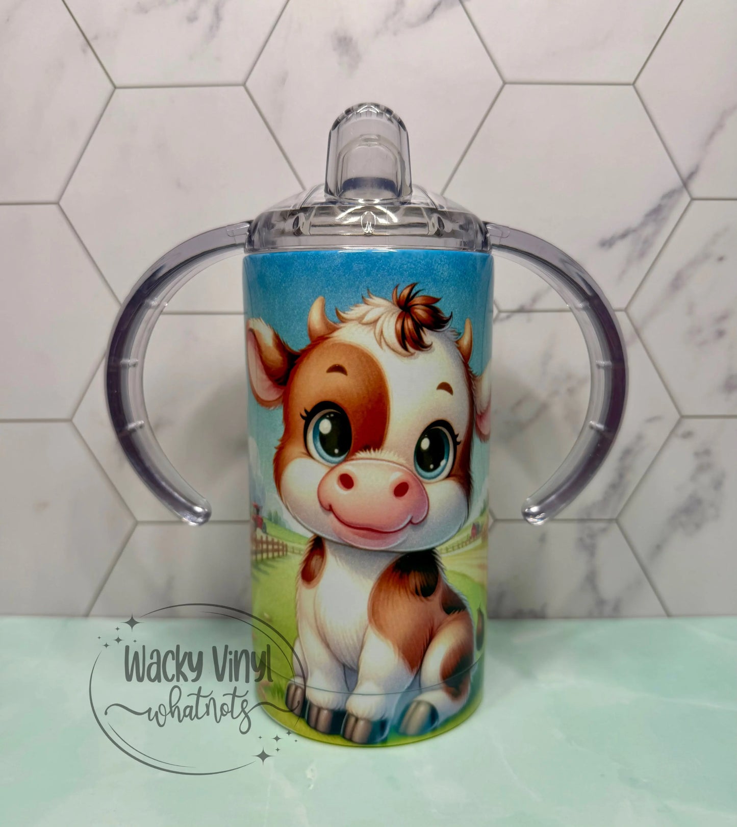 Baby Cow Sippy Duo Tumbler Wacky Vinyl Whatnots, LLC