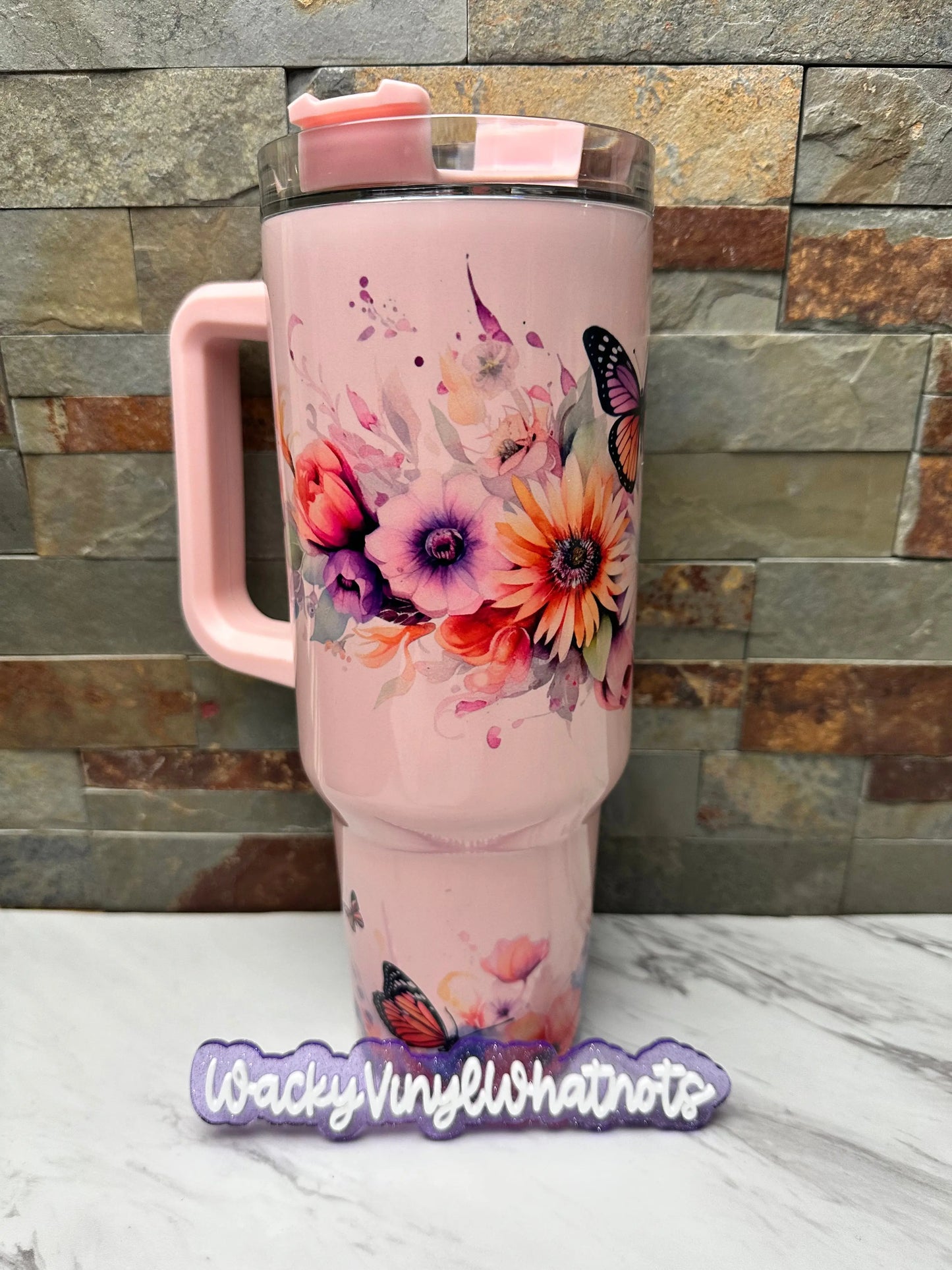 Butterflies & Flowers Tumbler Wacky Vinyl Whatnots, LLC