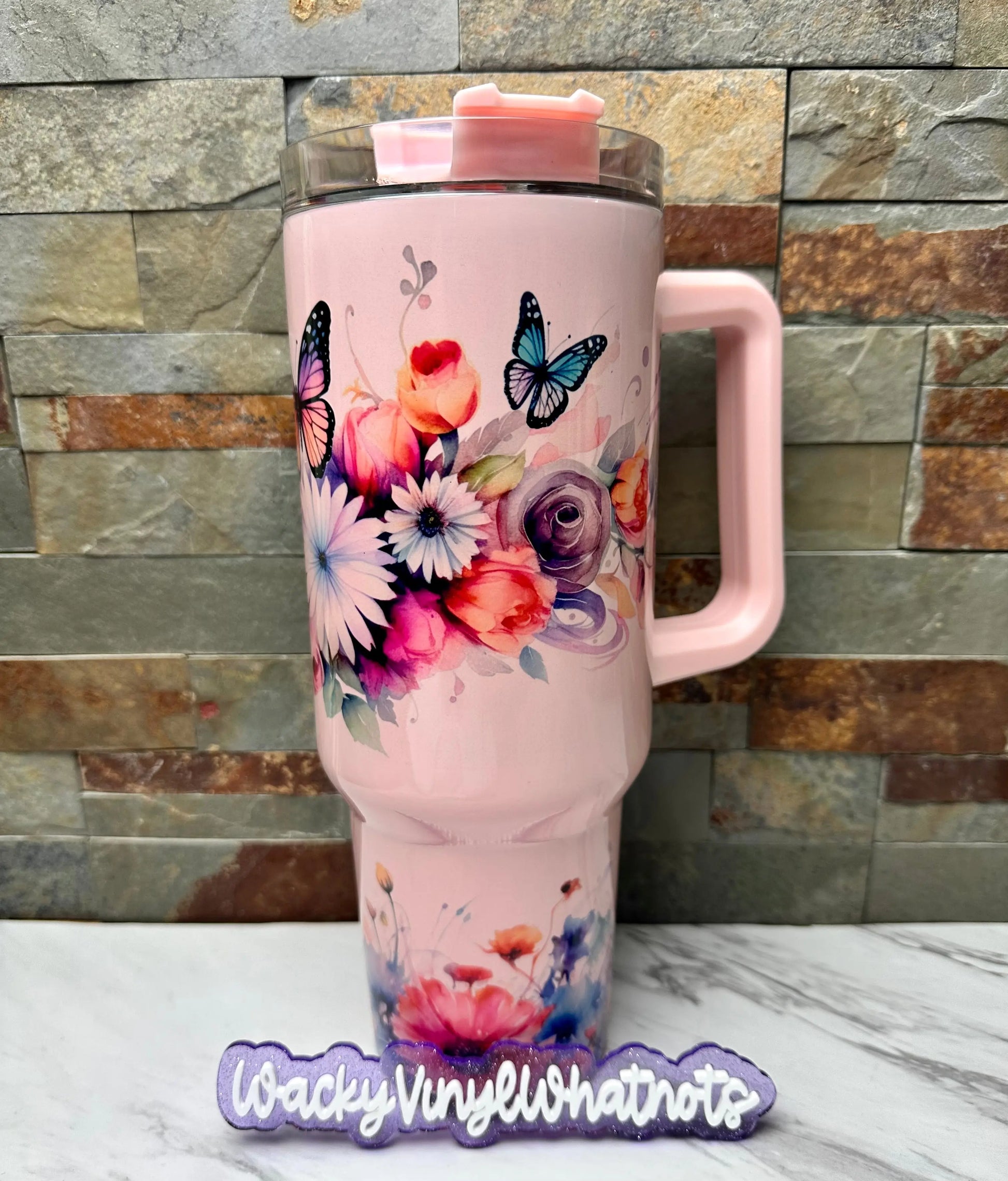 Butterflies & Flowers Tumbler Wacky Vinyl Whatnots, LLC