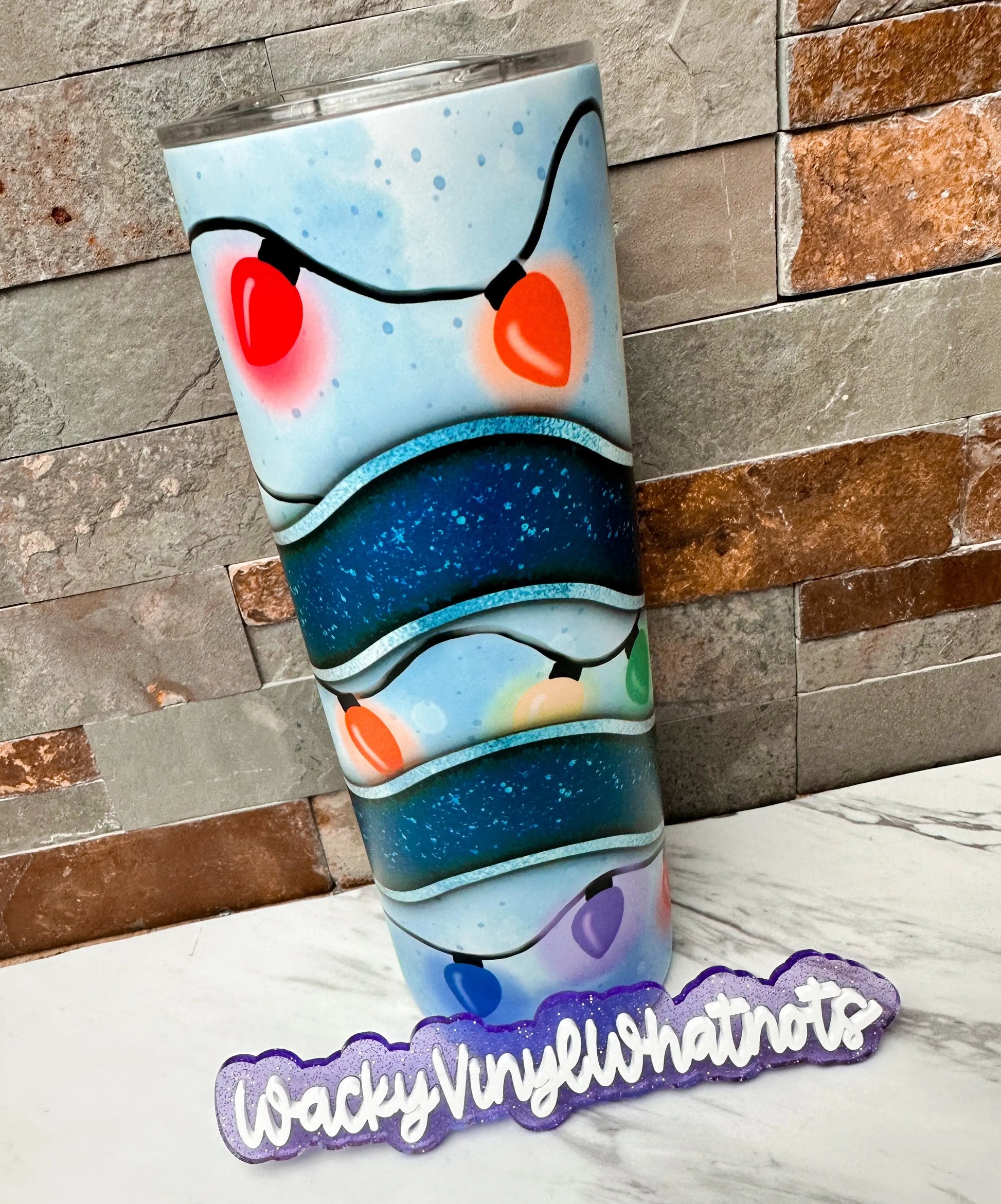 Christmas Lights Tumbler Wacky Vinyl Whatnots, LLC