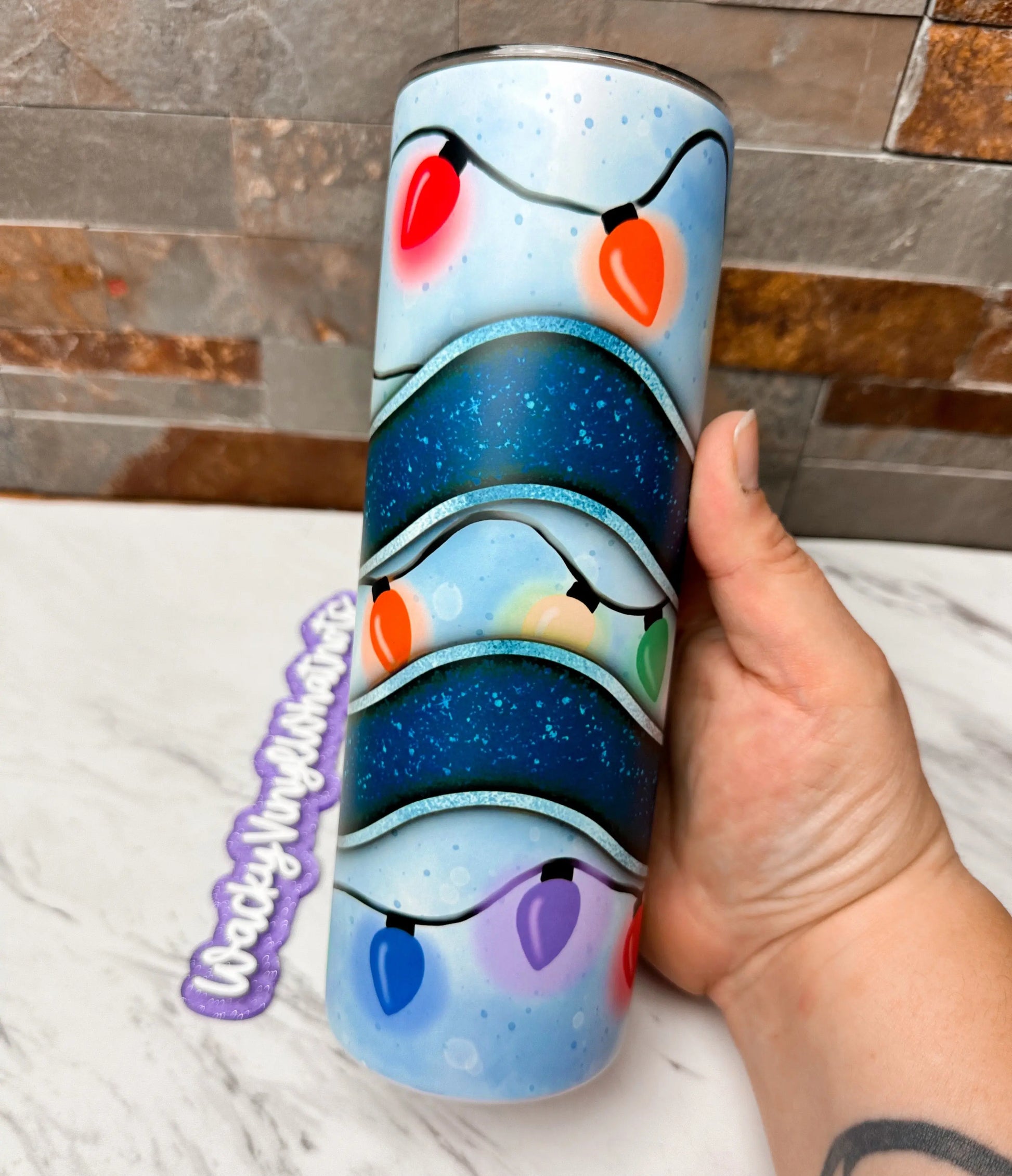 Christmas Lights Tumbler Wacky Vinyl Whatnots, LLC