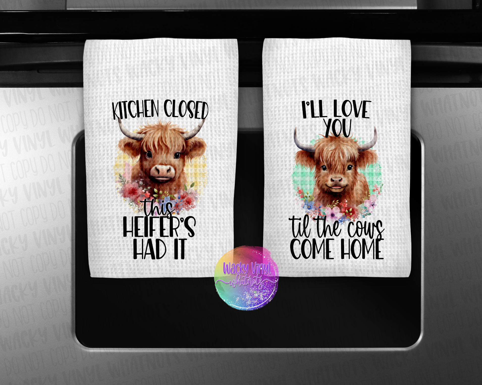Cow Dish Towels Wacky Vinyl Whatnots, LLC