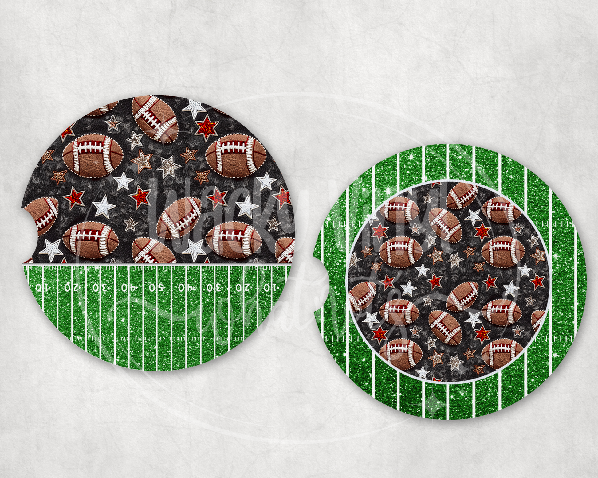 Football Car Coasters Wacky Vinyl Whatnots, LLC