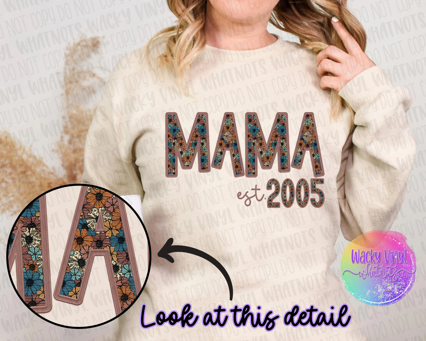 Mom, Mama, Grandma (& others) est Year Tee or Crewneck Wacky Vinyl Whatnots, LLC