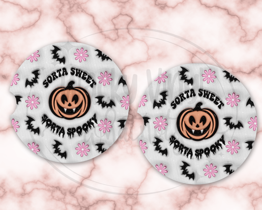 Sorta Sweet Sorta Spooky Car Coasters Wacky Vinyl Whatnots, LLC