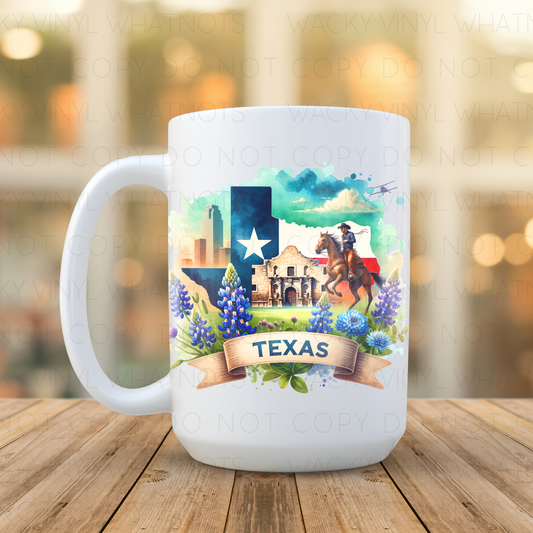 Texas 15 oz Mug Wacky Vinyl Whatnots, LLC