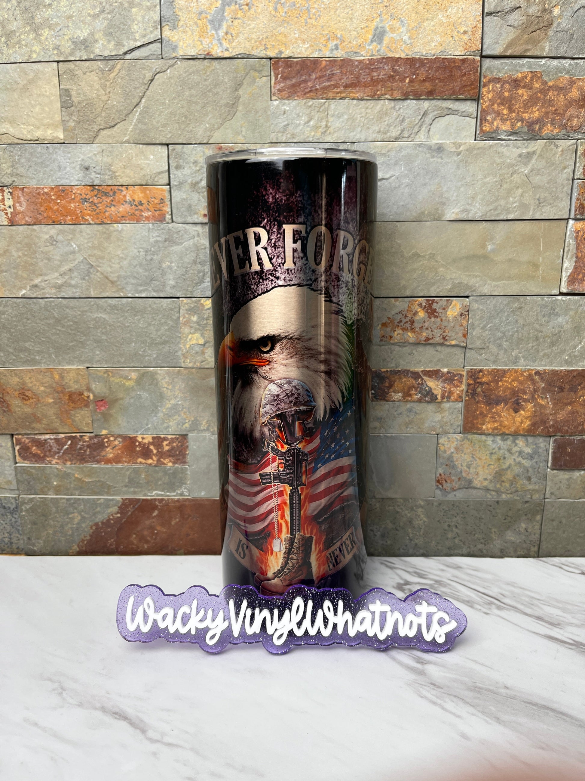 American Flag with Eagle Tumbler Wacky Vinyl Whatnots, LLC