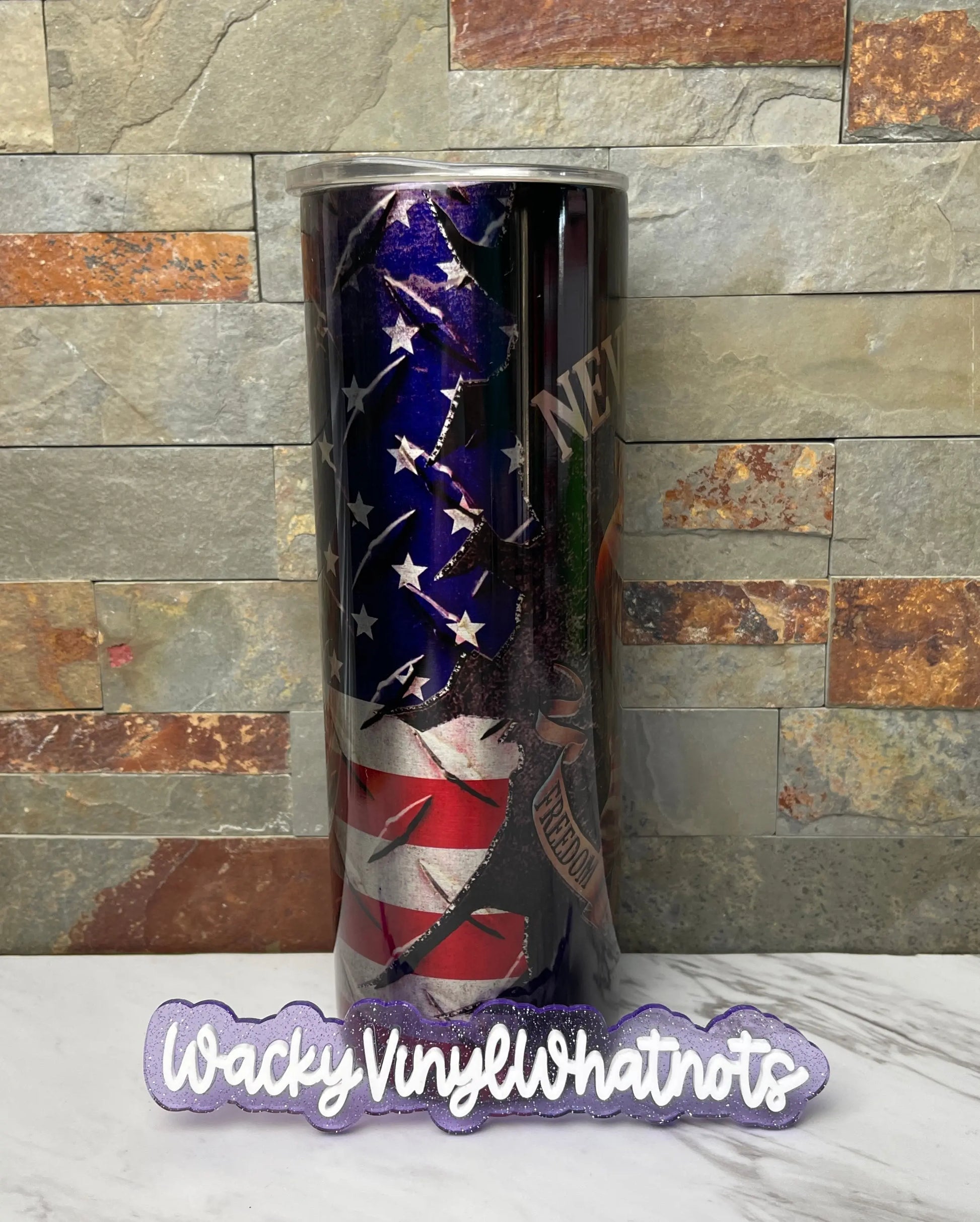 American Flag with Eagle Tumbler Wacky Vinyl Whatnots, LLC