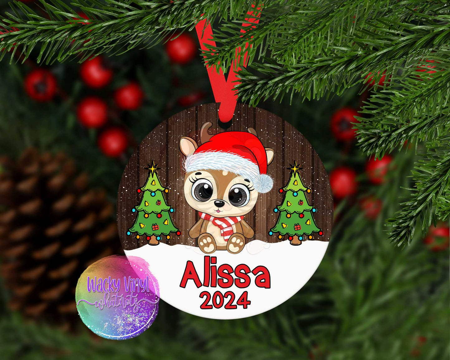 Baby's Christmas Animals Ornament Wacky Vinyl Whatnots, LLC
