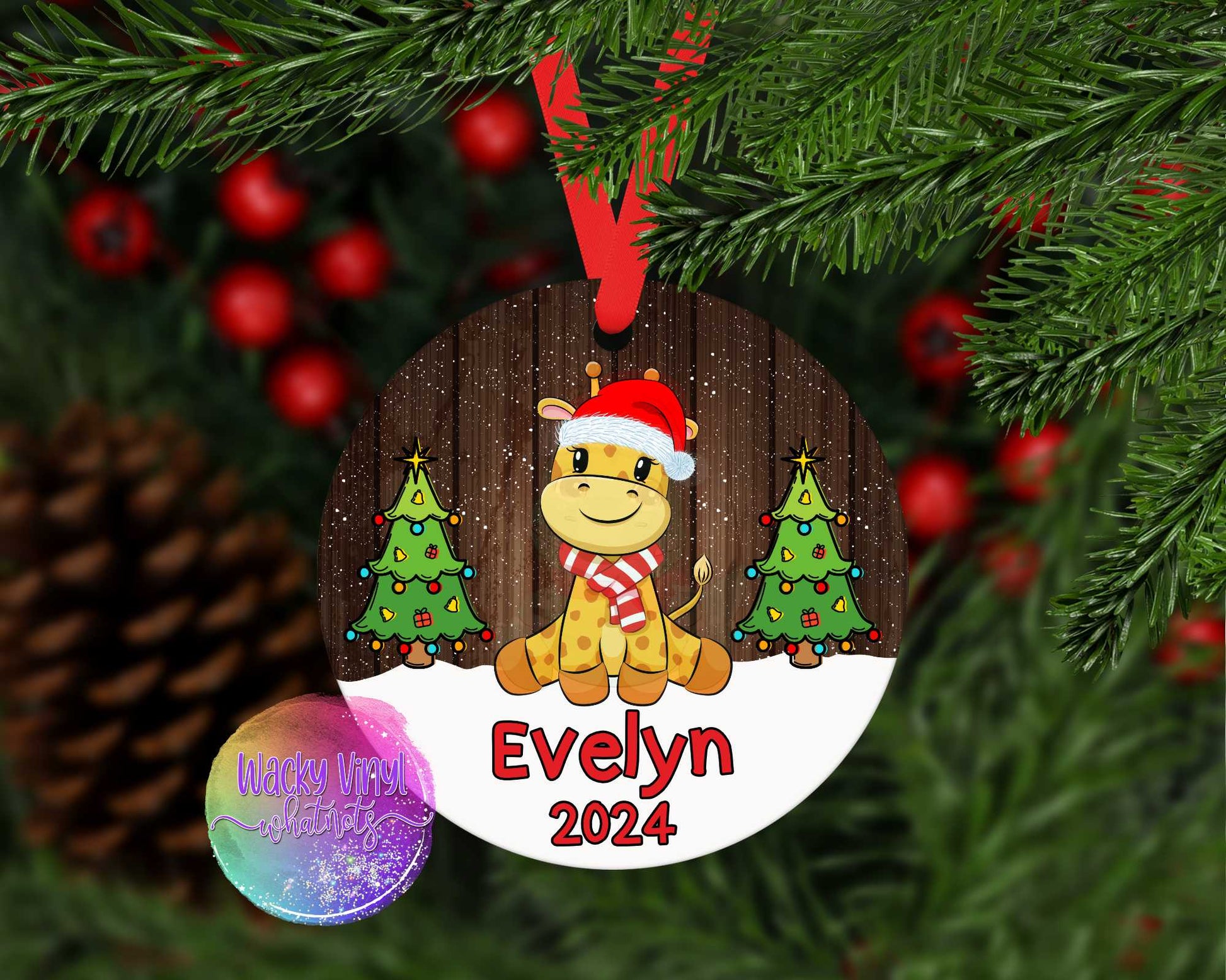 Baby's Christmas Animals Ornament Wacky Vinyl Whatnots, LLC