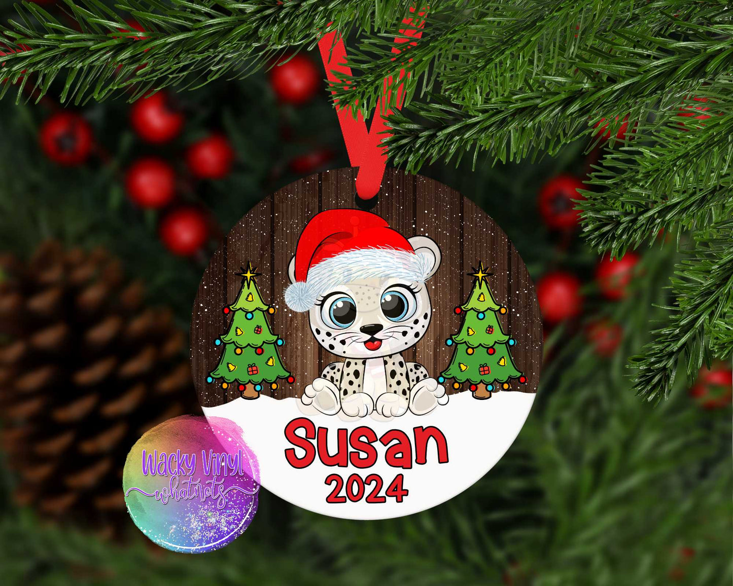 Baby's Christmas Animals Ornament Wacky Vinyl Whatnots, LLC