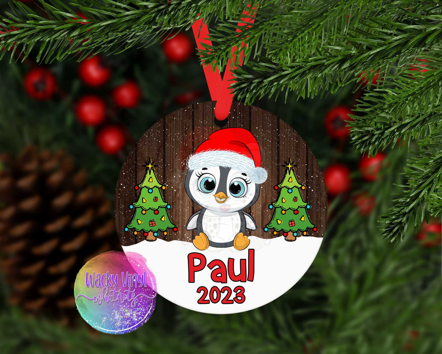 Baby's Christmas Animals Ornament Wacky Vinyl Whatnots, LLC