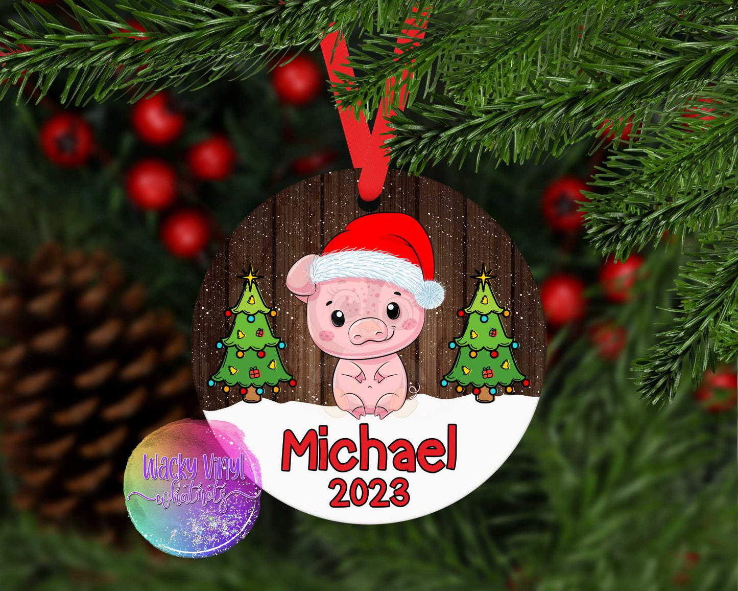 Baby's Christmas Animals Ornament Wacky Vinyl Whatnots, LLC
