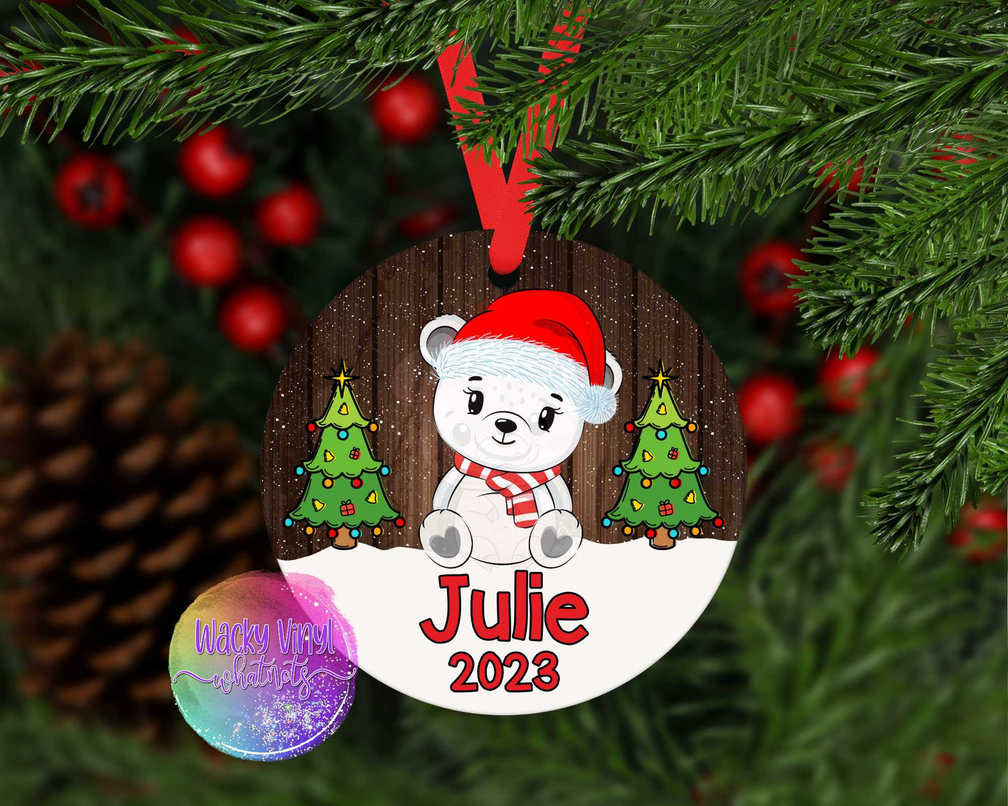 Baby's Christmas Animals Ornament Wacky Vinyl Whatnots, LLC