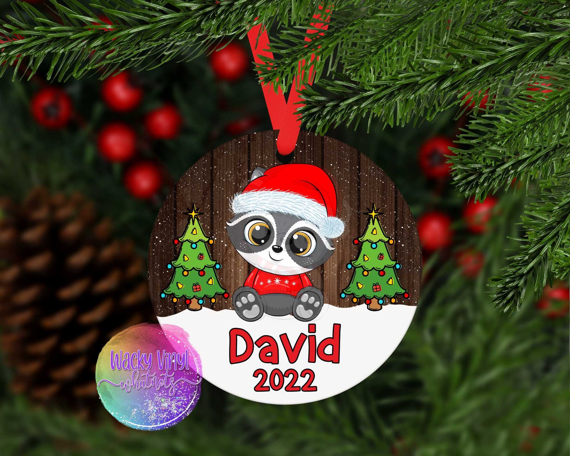Baby's Christmas Animals Ornament Wacky Vinyl Whatnots, LLC