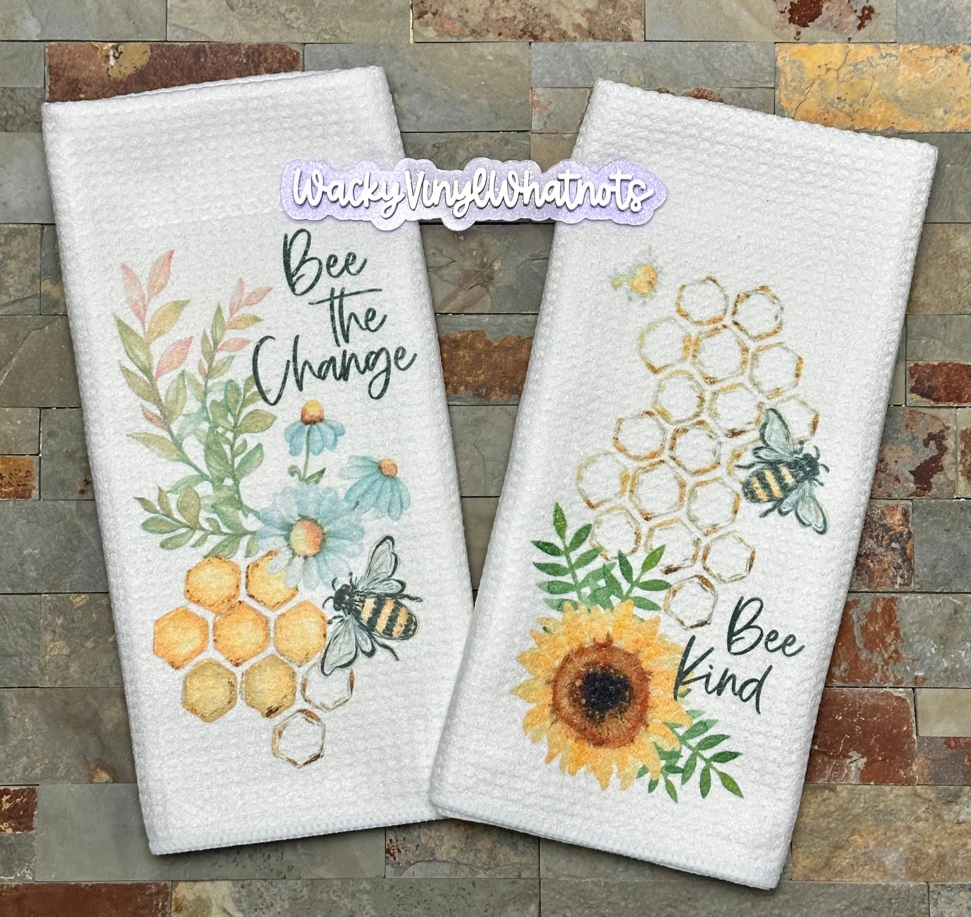 Bee Dish Towels Wacky Vinyl Whatnots, LLC
