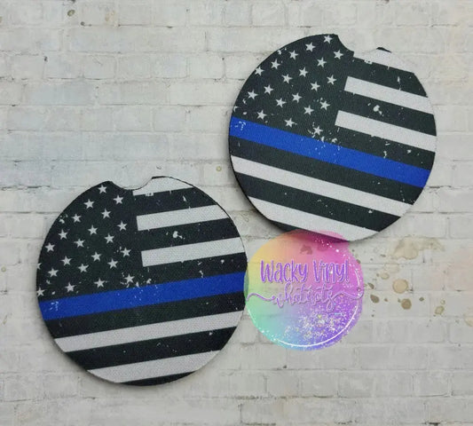 Blue Line Car Coasters Wacky Vinyl Whatnots, LLC