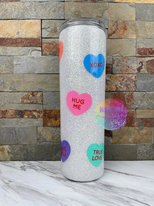 Conversation Heart Tumbler Wacky Vinyl Whatnots, LLC