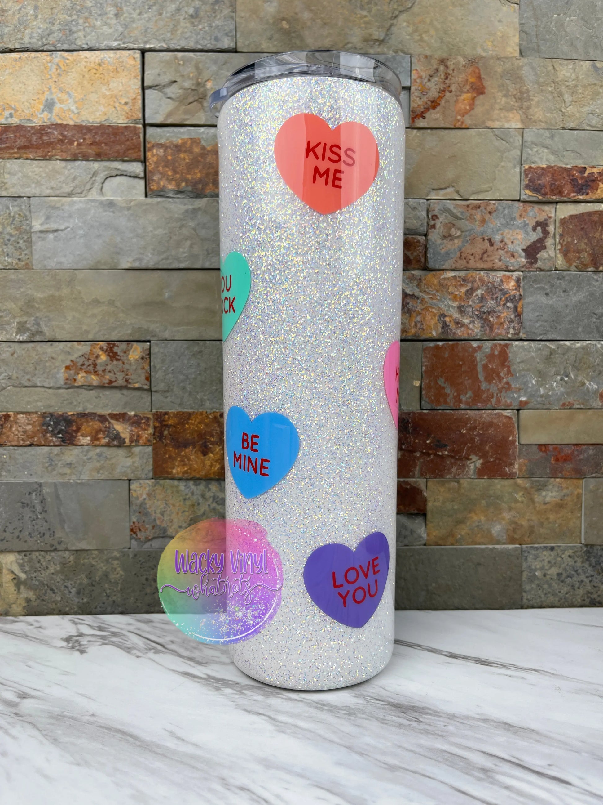 Conversation Heart Tumbler Wacky Vinyl Whatnots, LLC