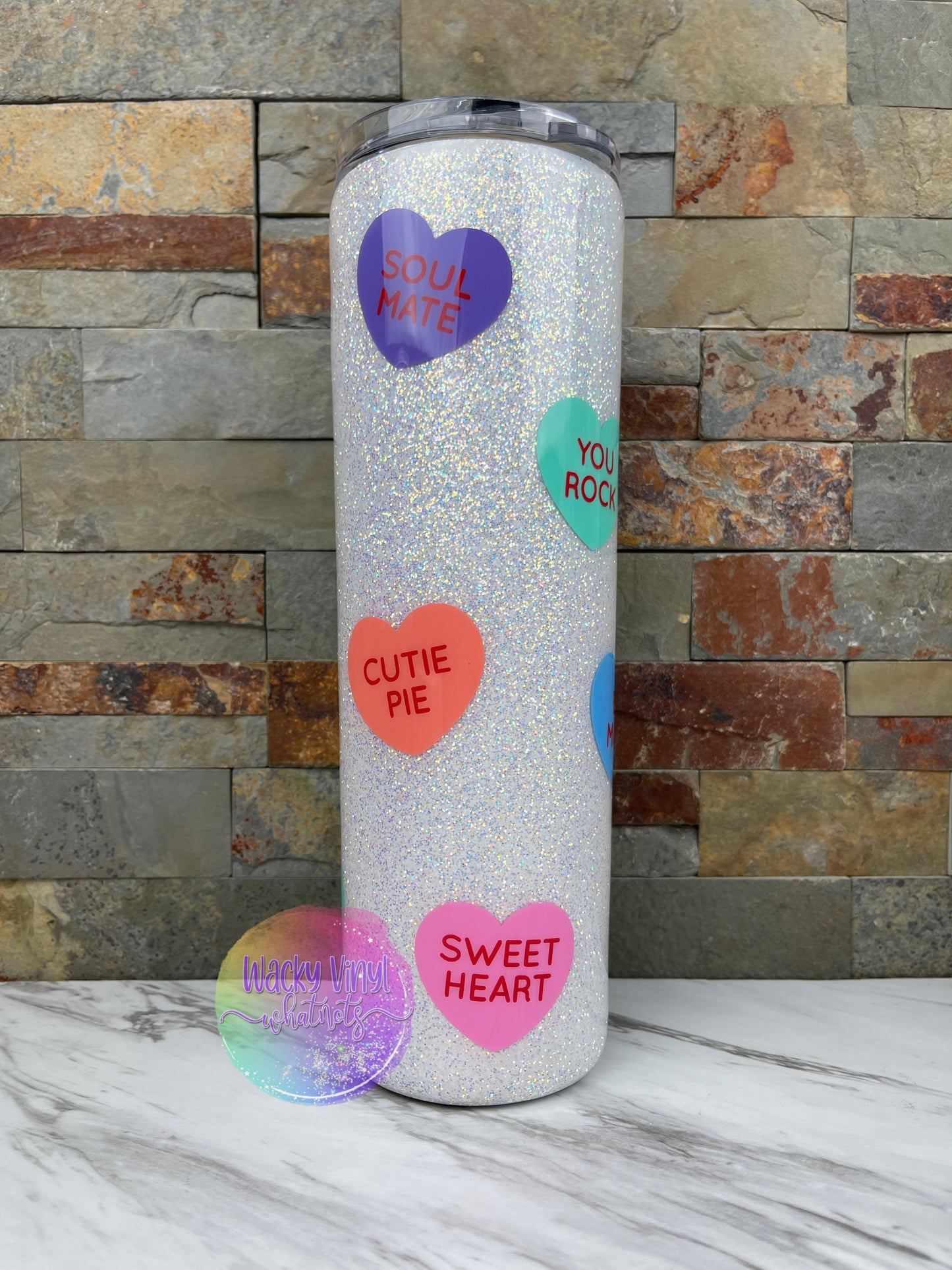 Conversation Heart Tumbler Wacky Vinyl Whatnots, LLC