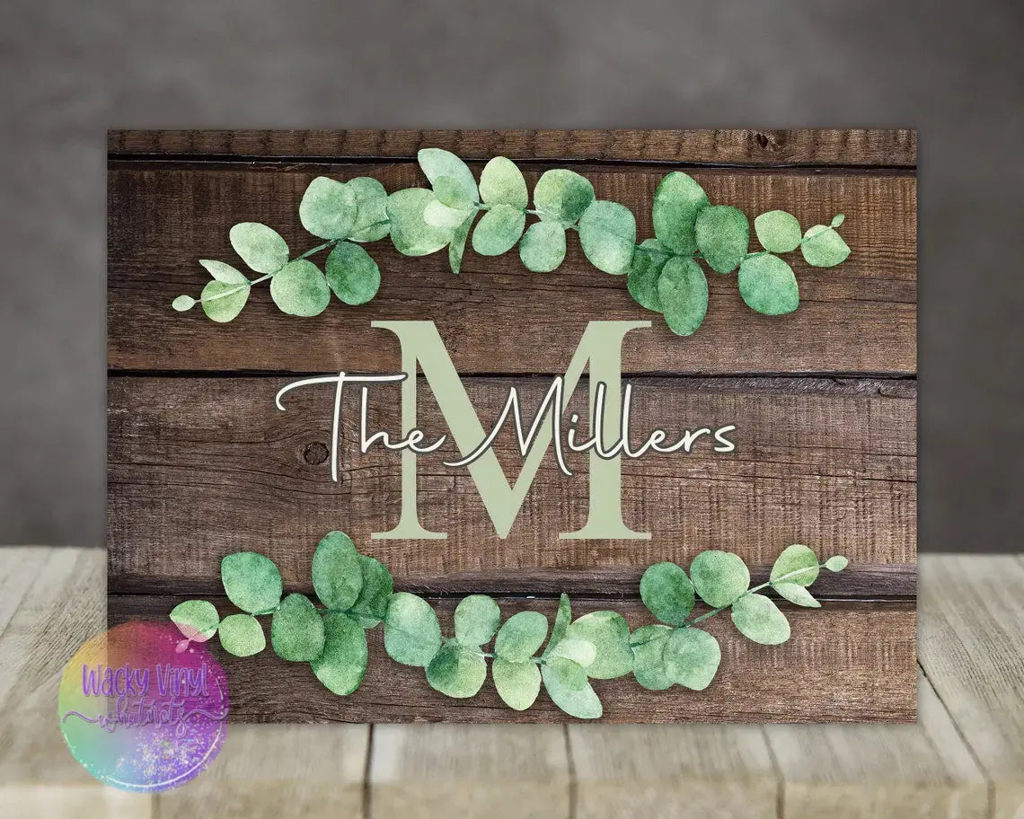 Personalized Greenery Glass Cutting Board - Large Wacky Vinyl Whatnots, LLC