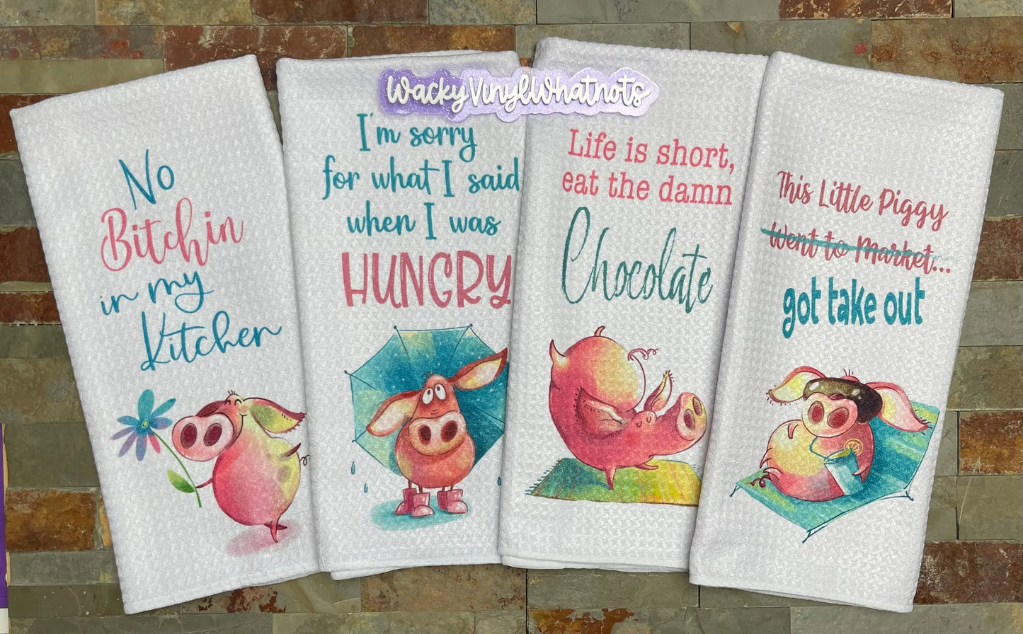 Pig Dish Towels Wacky Vinyl Whatnots, LLC