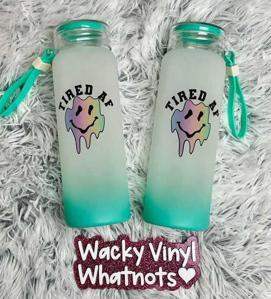 Tired AF Glass Bottle Wacky Vinyl Whatnots, LLC