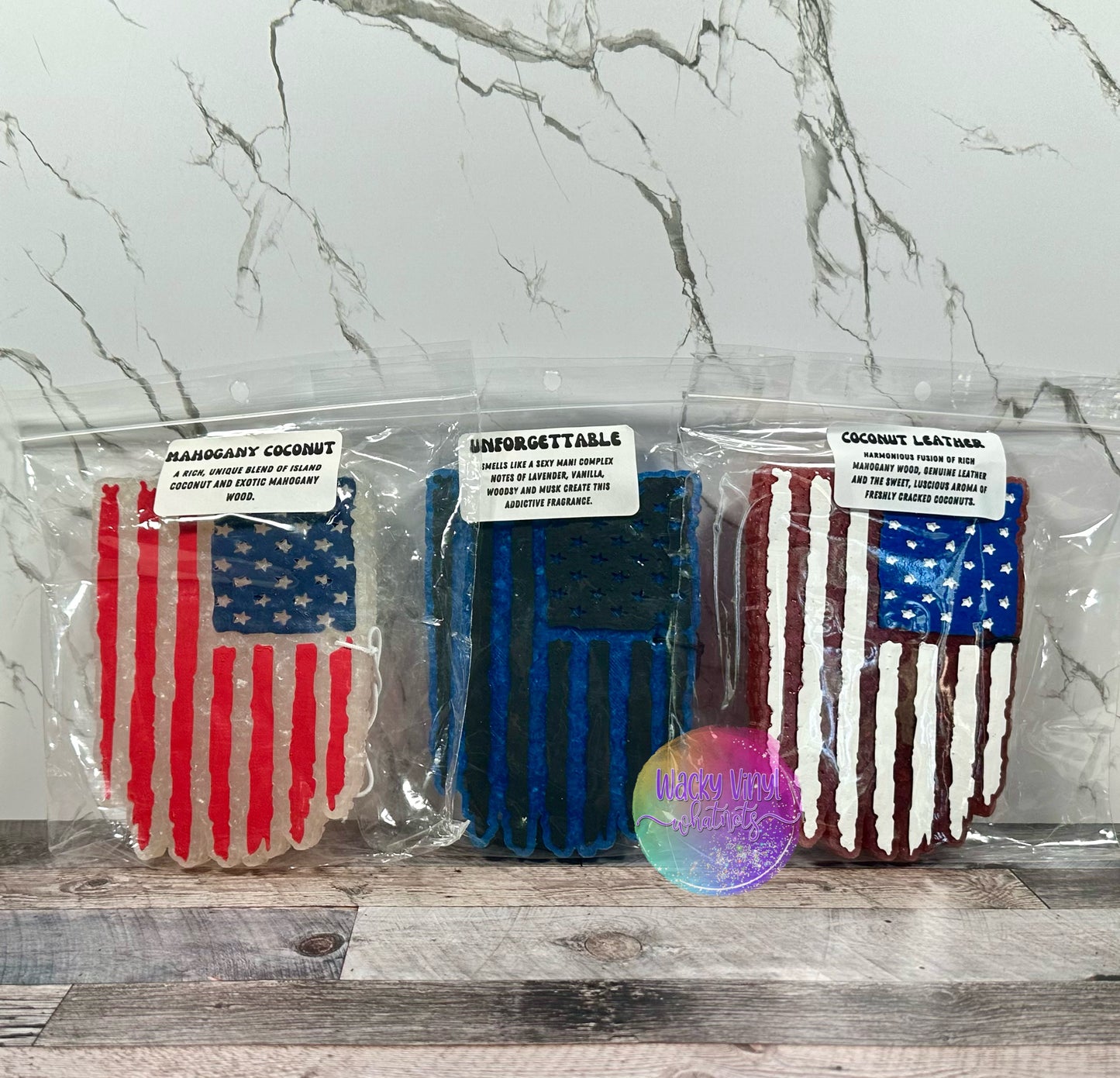 Distressed Flag Freshie Wacky Vinyl Whatnots, LLC