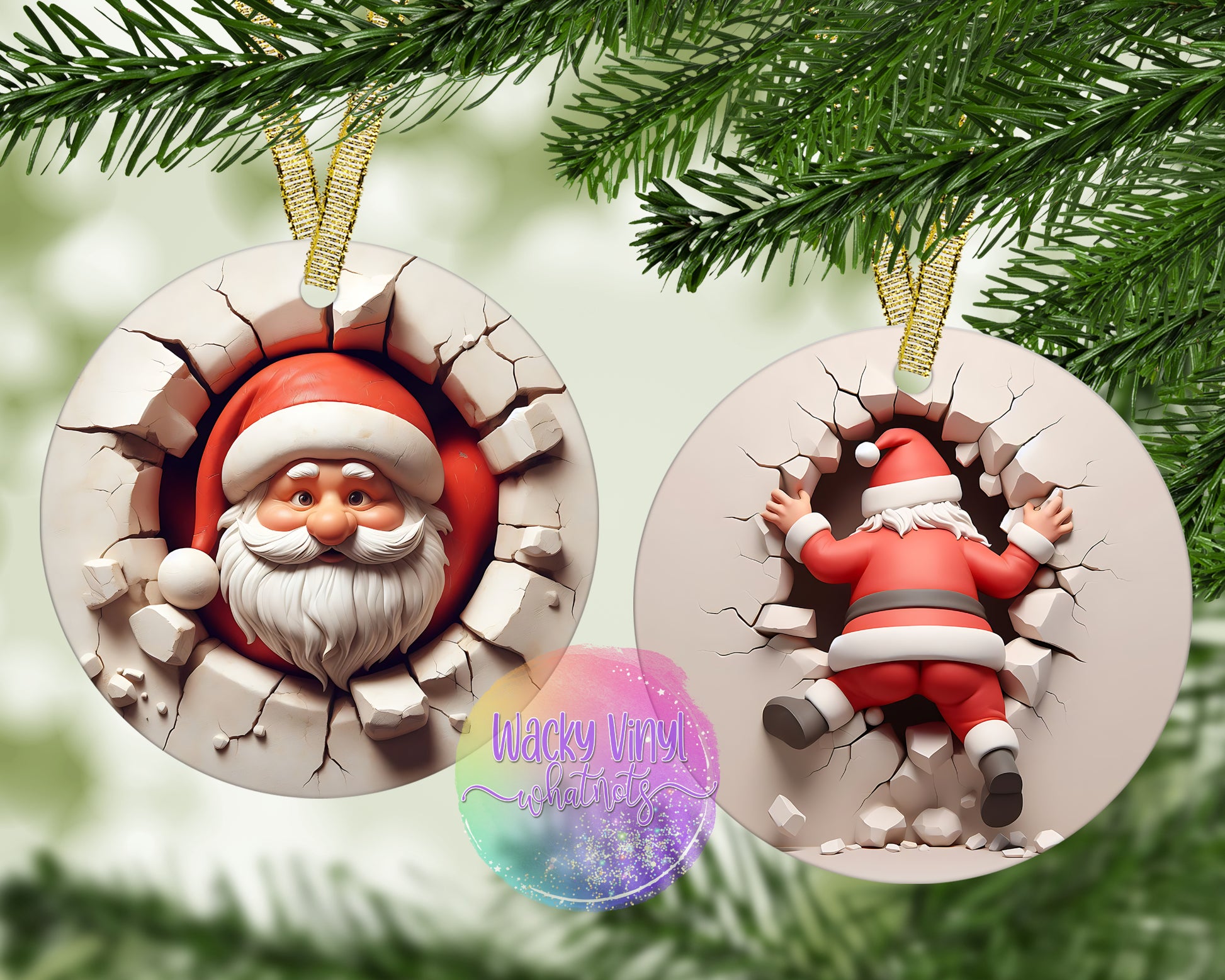 3D Santa Ornament Wacky Vinyl Whatnots, LLC