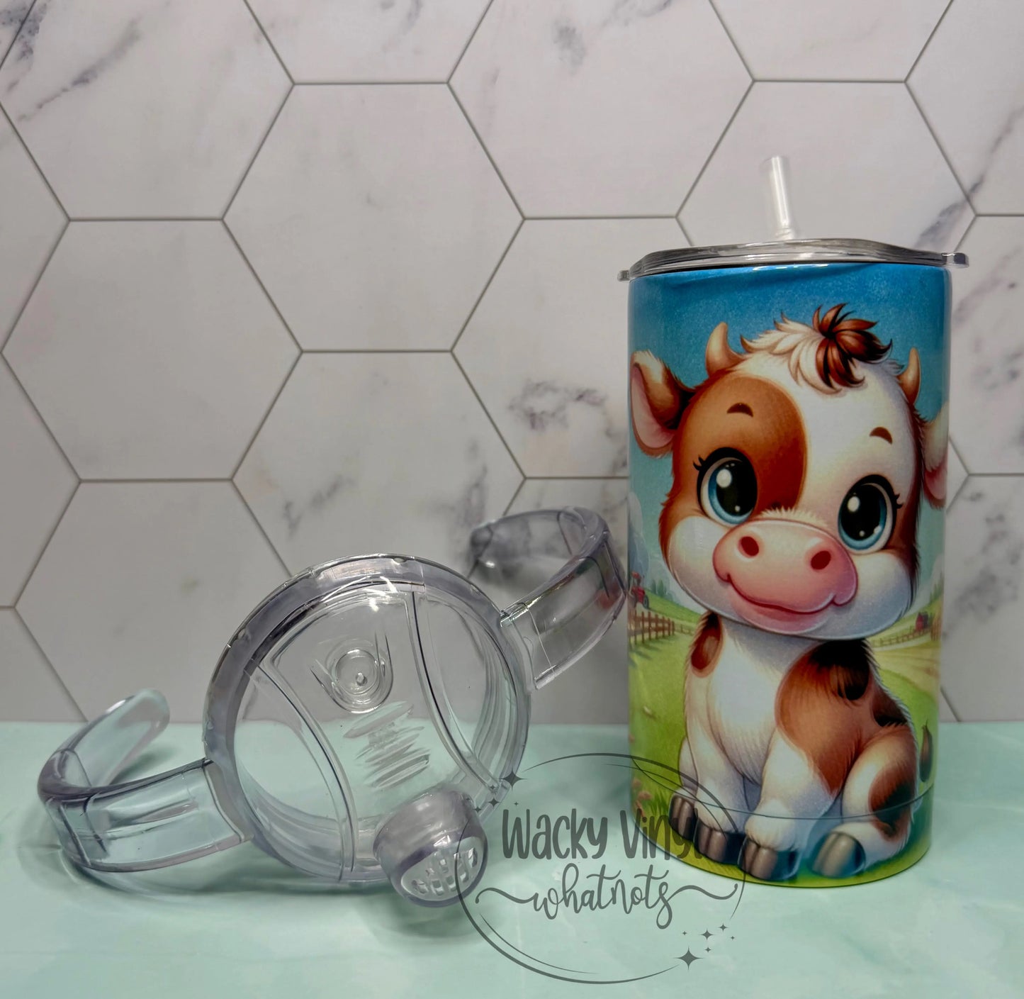 Baby Cow Sippy Duo Tumbler Wacky Vinyl Whatnots, LLC