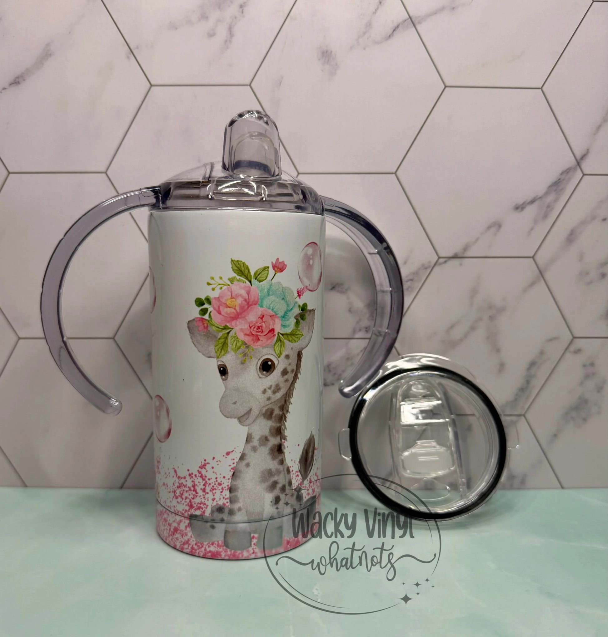 Baby Giraffe Sippy Duo Tumbler Wacky Vinyl Whatnots, LLC