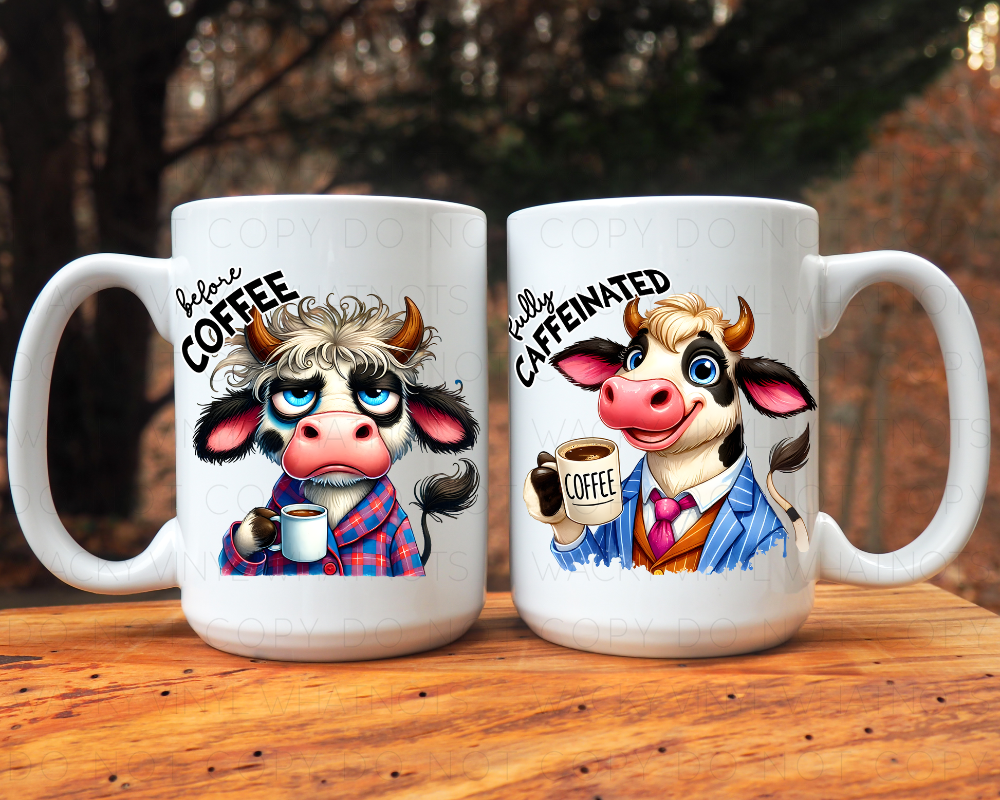 Before Coffee Cow 15oz Mug Wacky Vinyl Whatnots, LLC