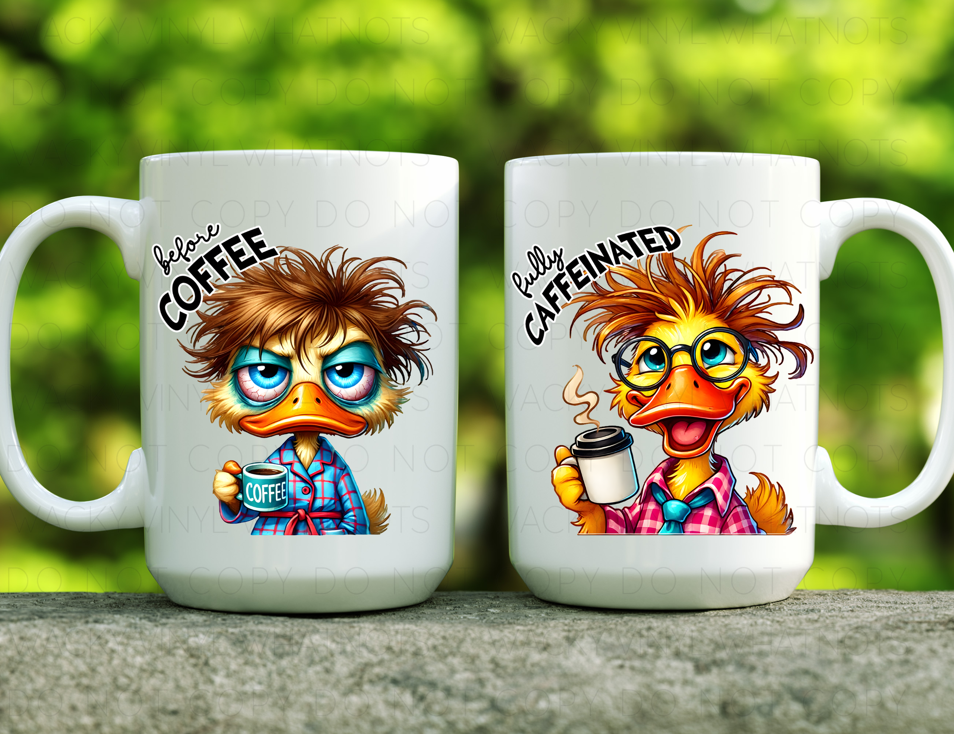 Before Coffee Duck 15oz Mug Wacky Vinyl Whatnots, LLC