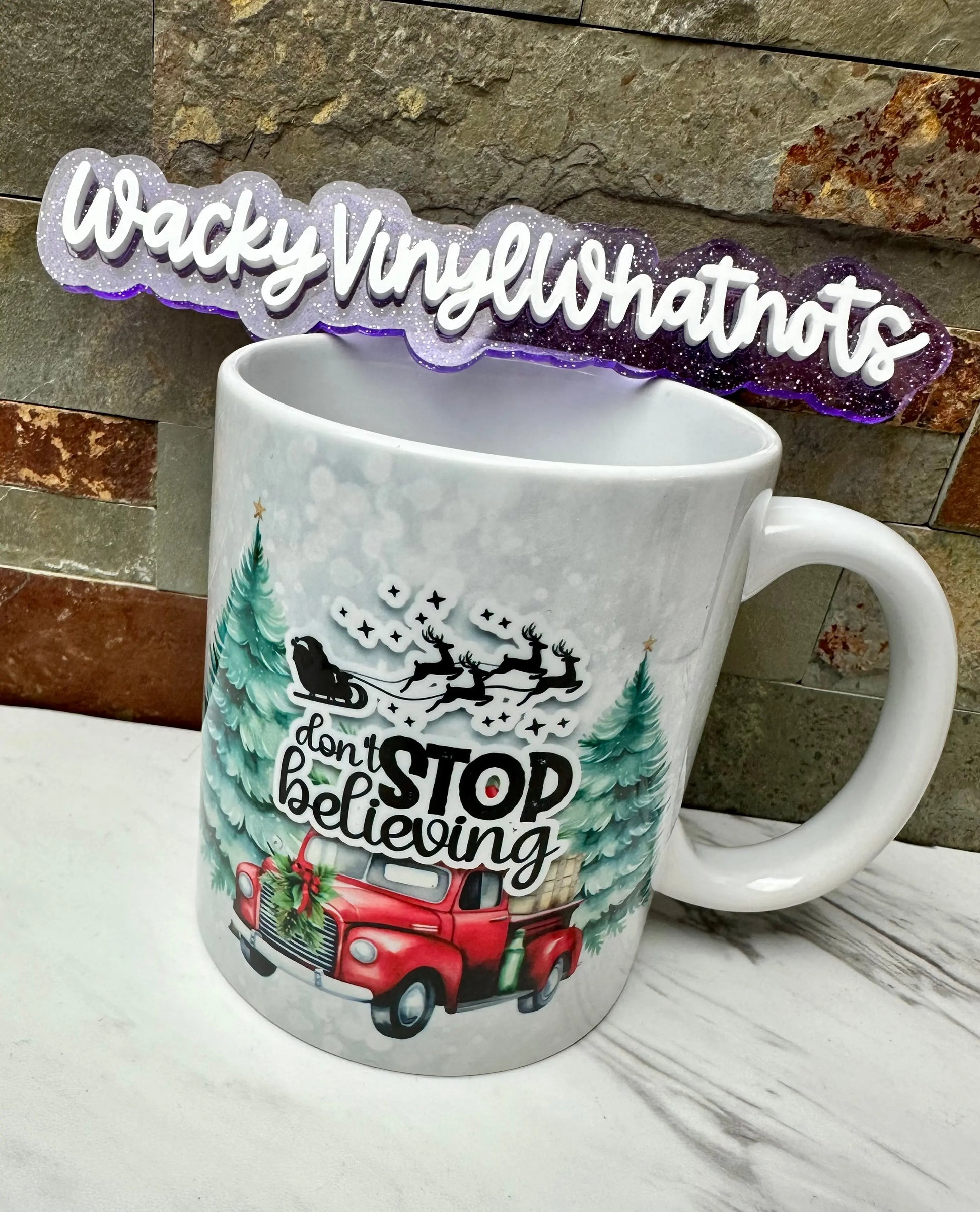 Don't Stop Believing 11 oz Mug Wacky Vinyl Whatnots, LLC
