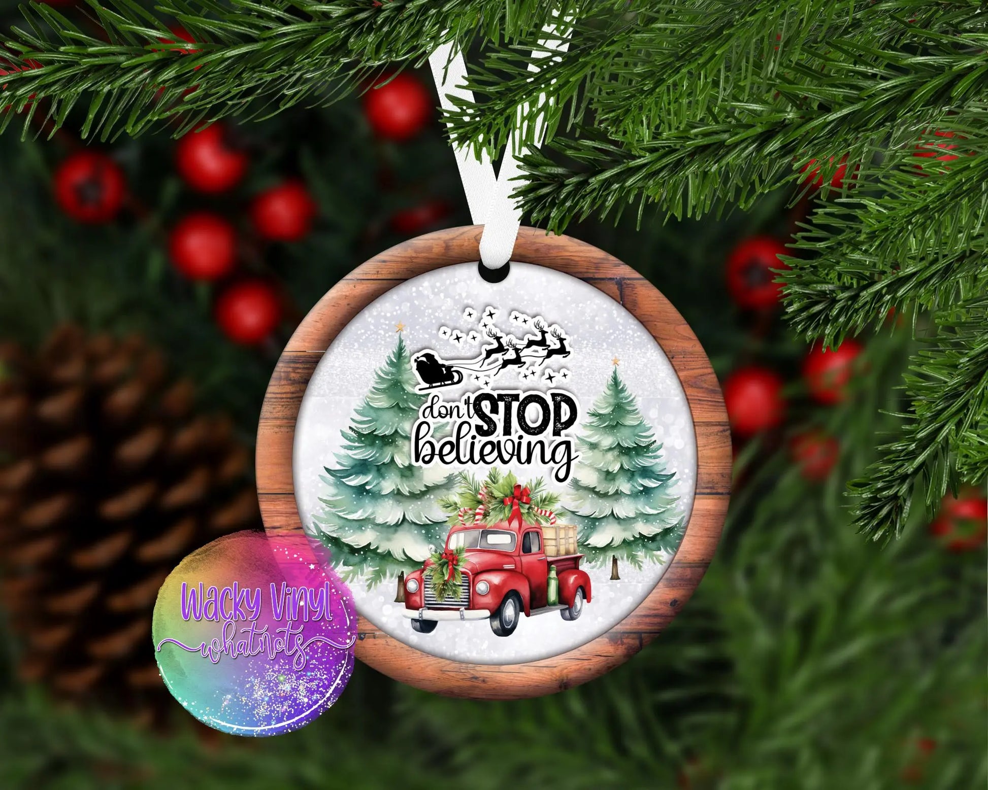 Don't Stop Believing Ornament Wacky Vinyl Whatnots, LLC