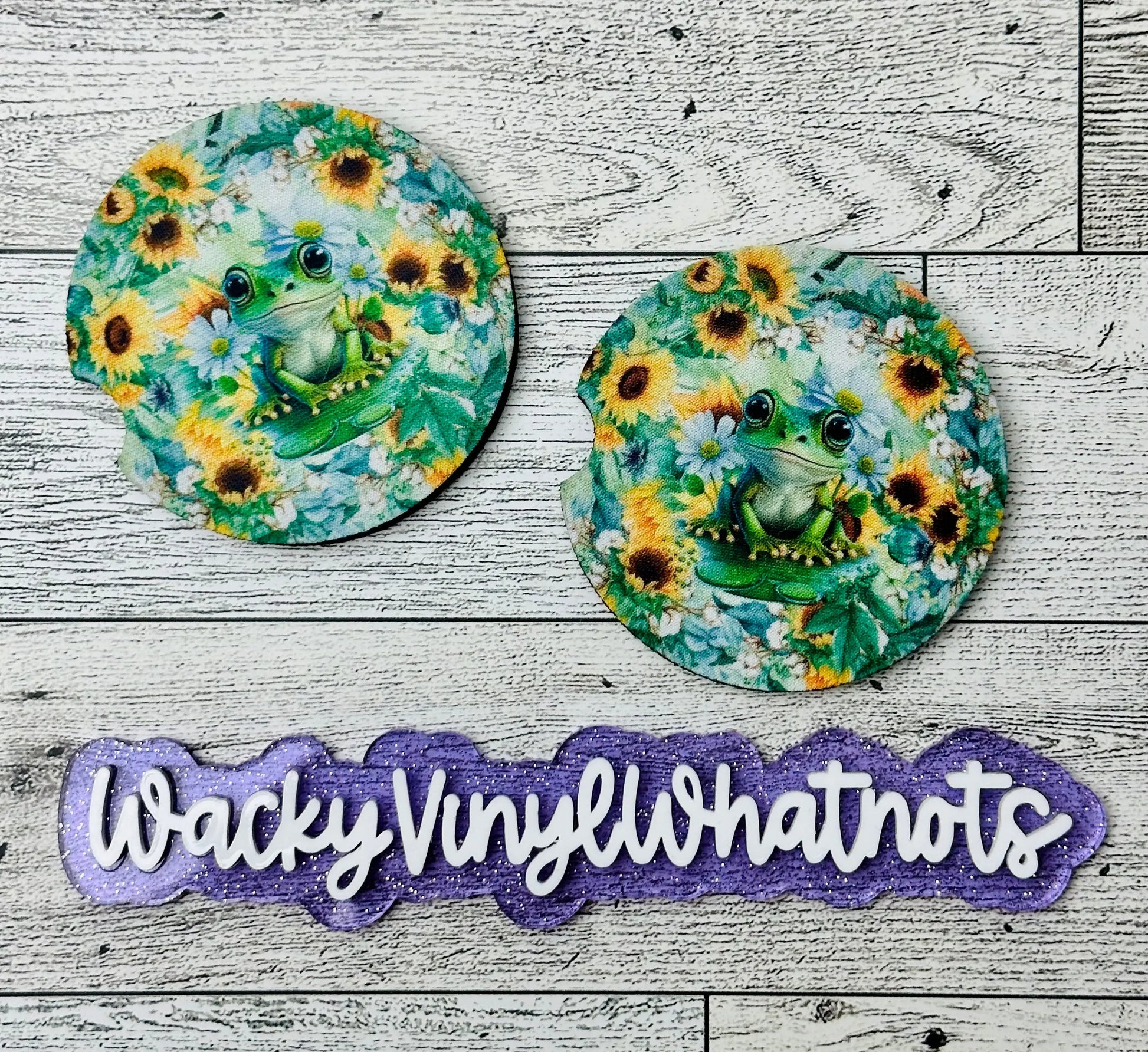 Frog Car Coasters Wacky Vinyl Whatnots, LLC