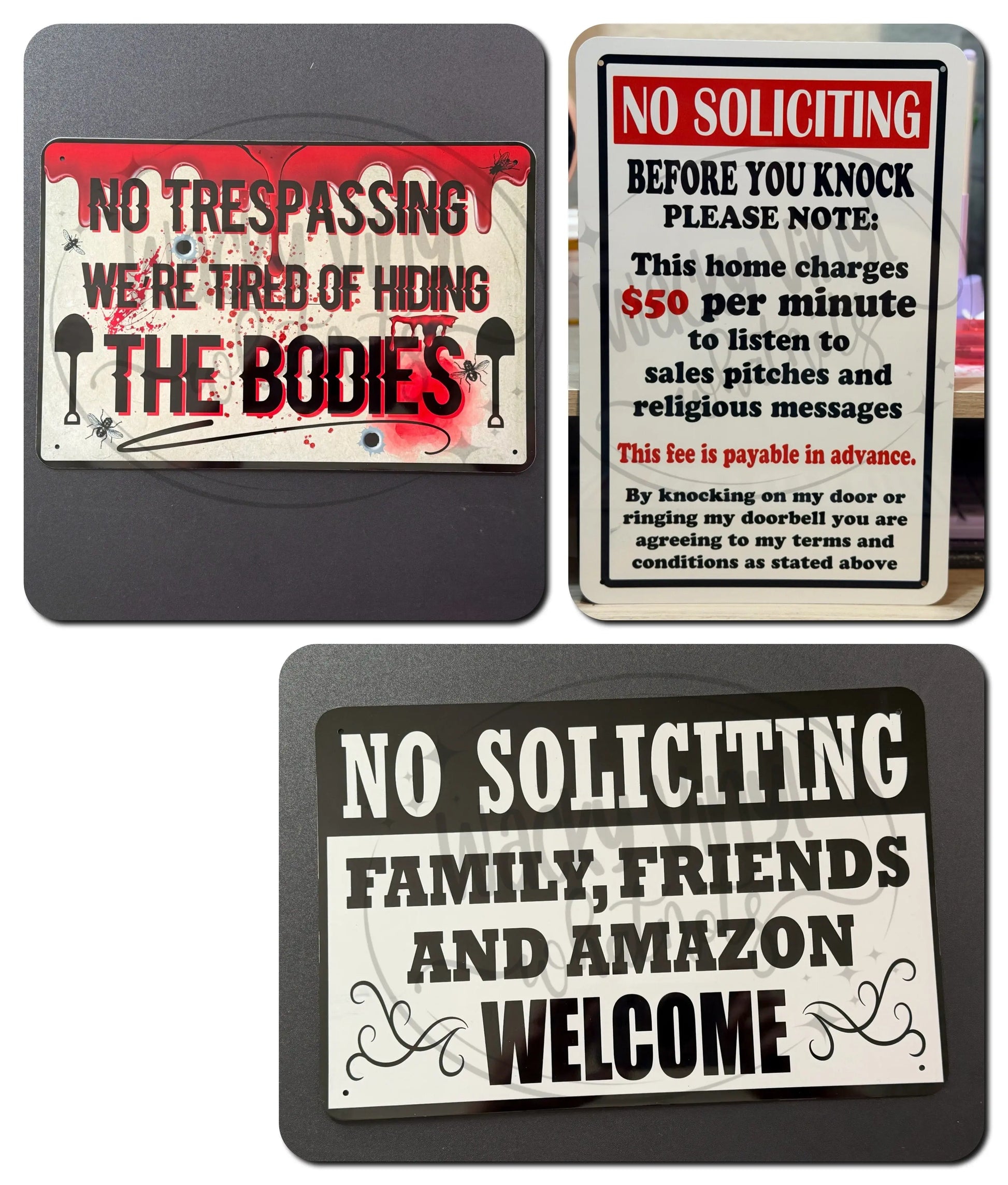 Funny No Soliciting Signs Wacky Vinyl Whatnots, LLC