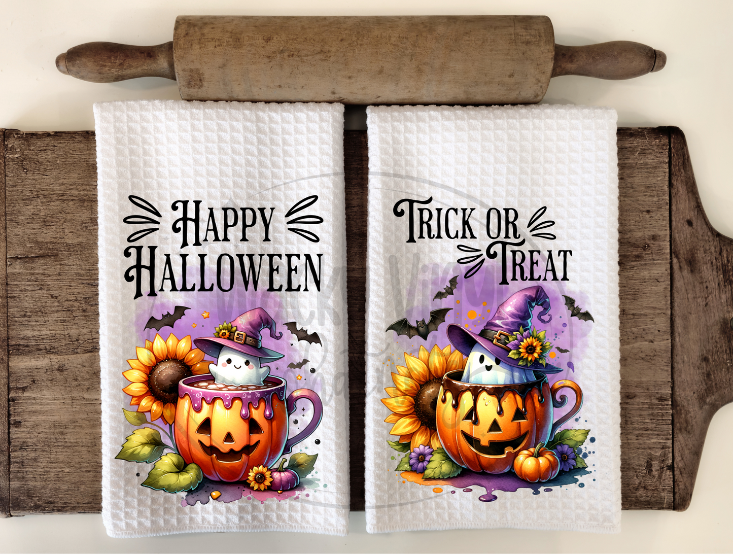 Halloween Pumpkin Dish Towels Wacky Vinyl Whatnots, LLC