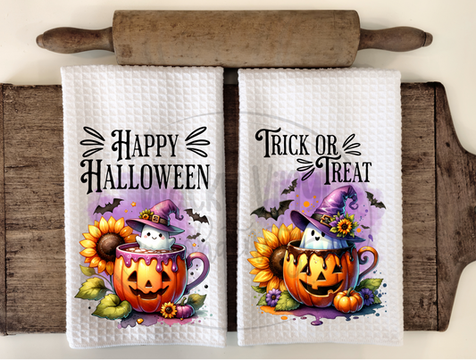 Halloween Pumpkin Dish Towels Wacky Vinyl Whatnots, LLC