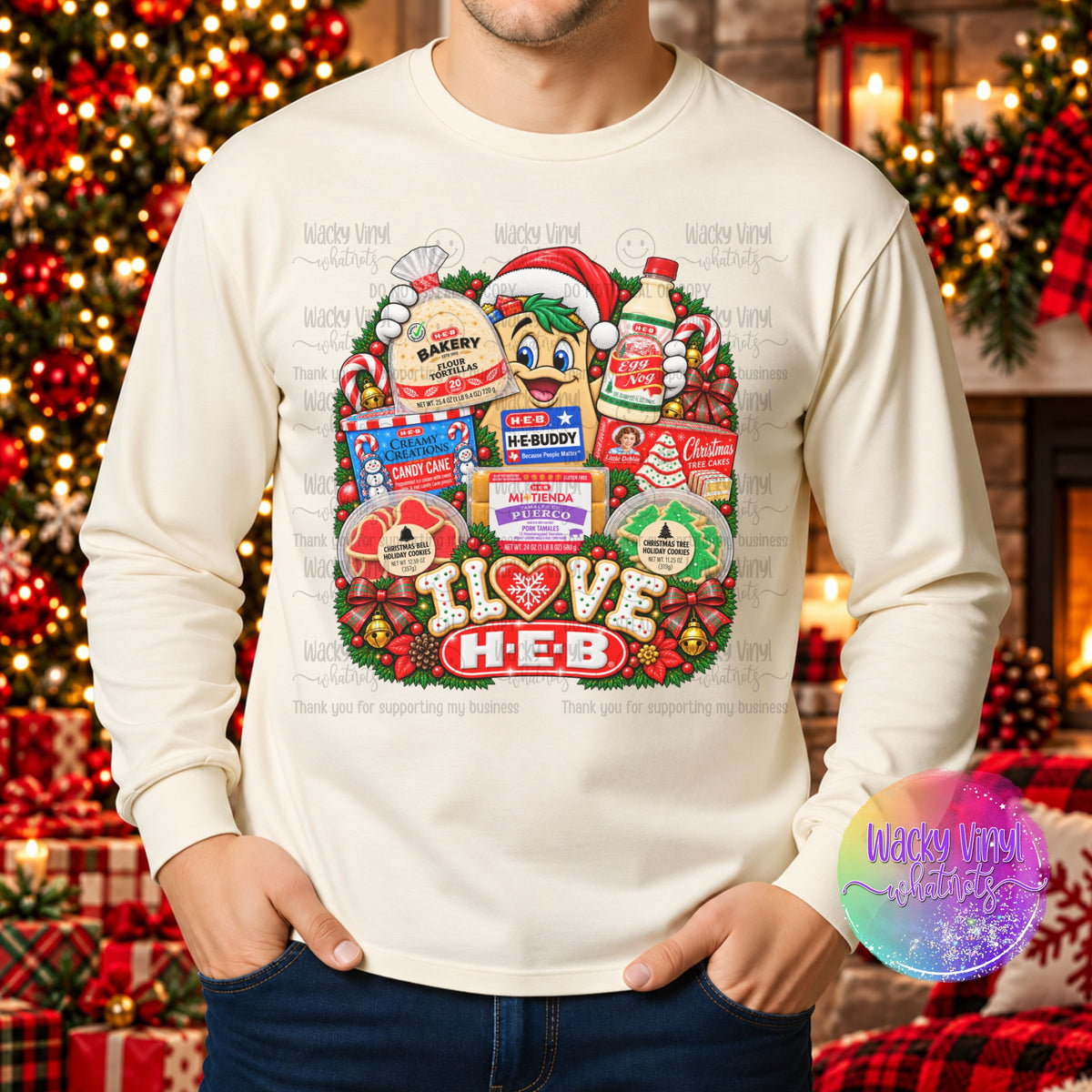 I Love HEB Tee or Crewneck Wacky Vinyl Whatnots, LLC