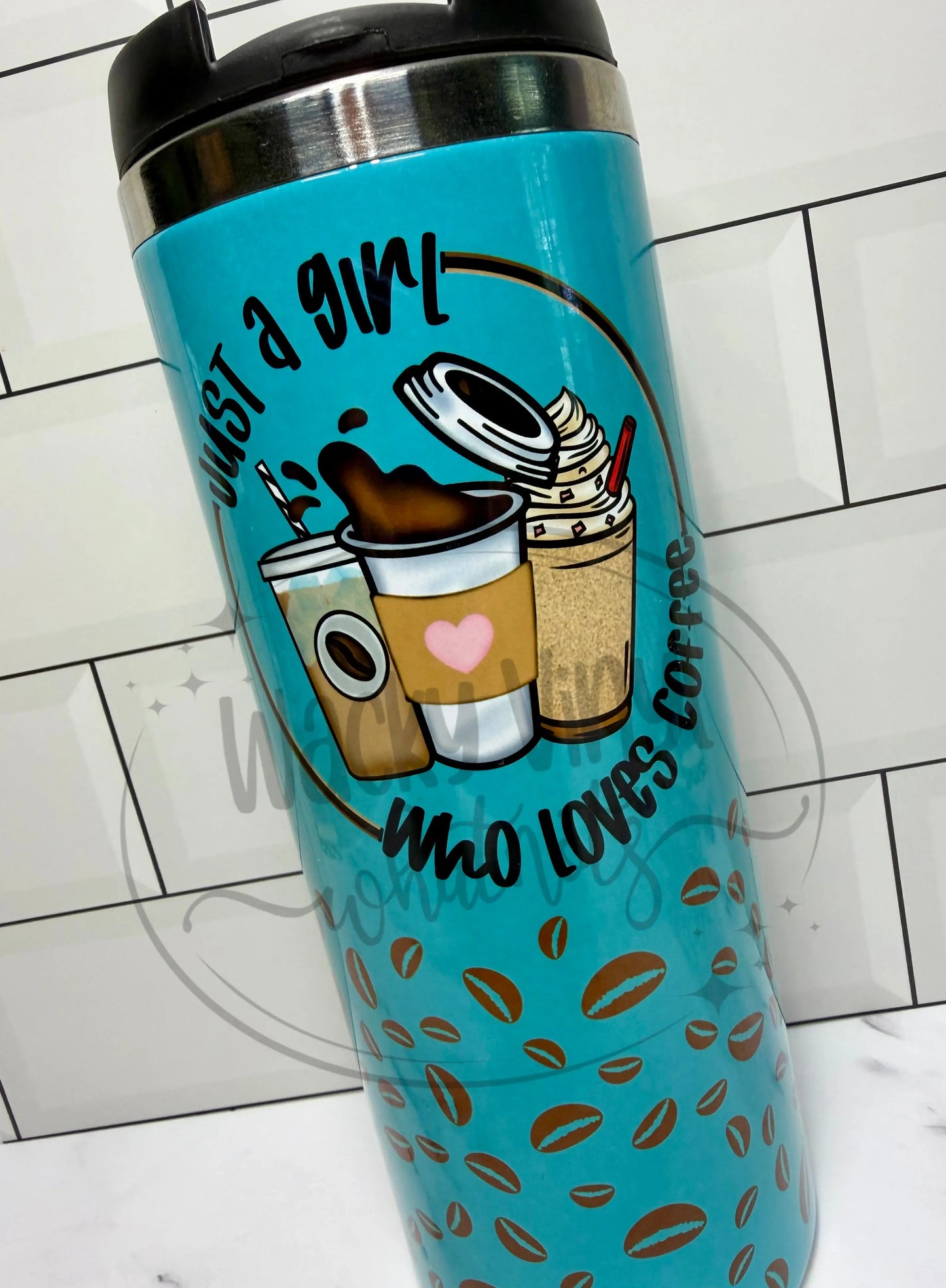 Just a Girl Who Loves Coffee Tumbler Wacky Vinyl Whatnots, LLC