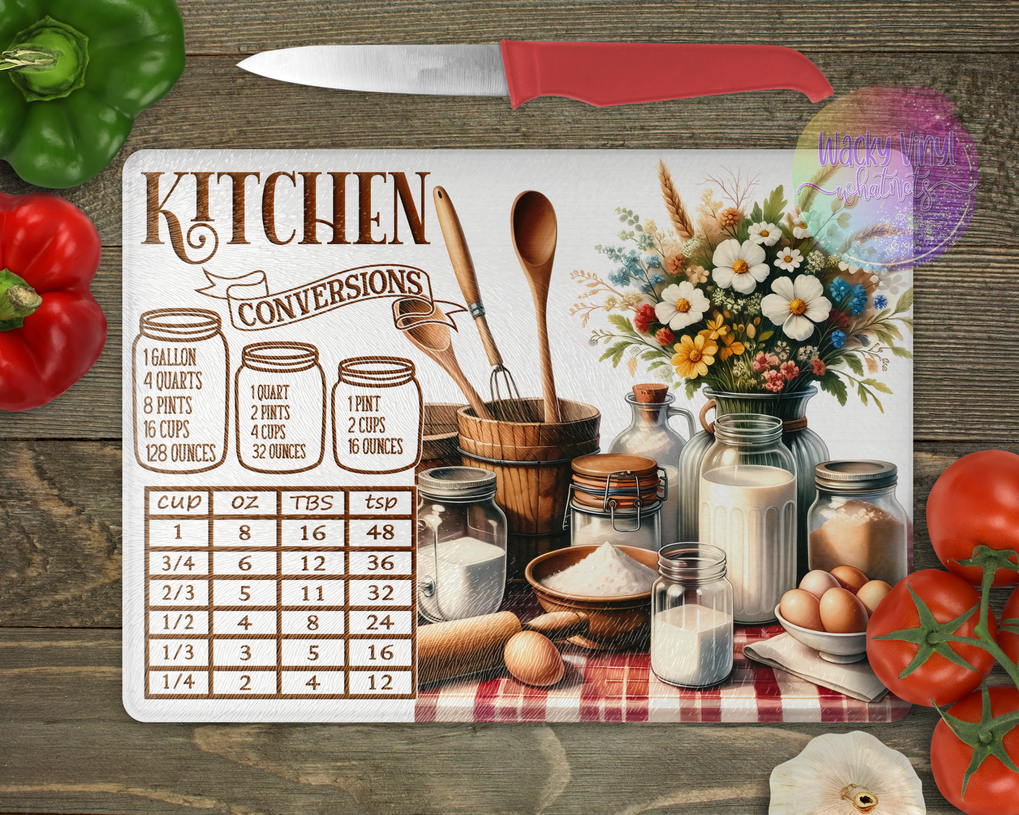 Measuring Table Board Measurement Chart Glass Cutting Board - Large - Wacky Vinyl Whatnots, LLC
