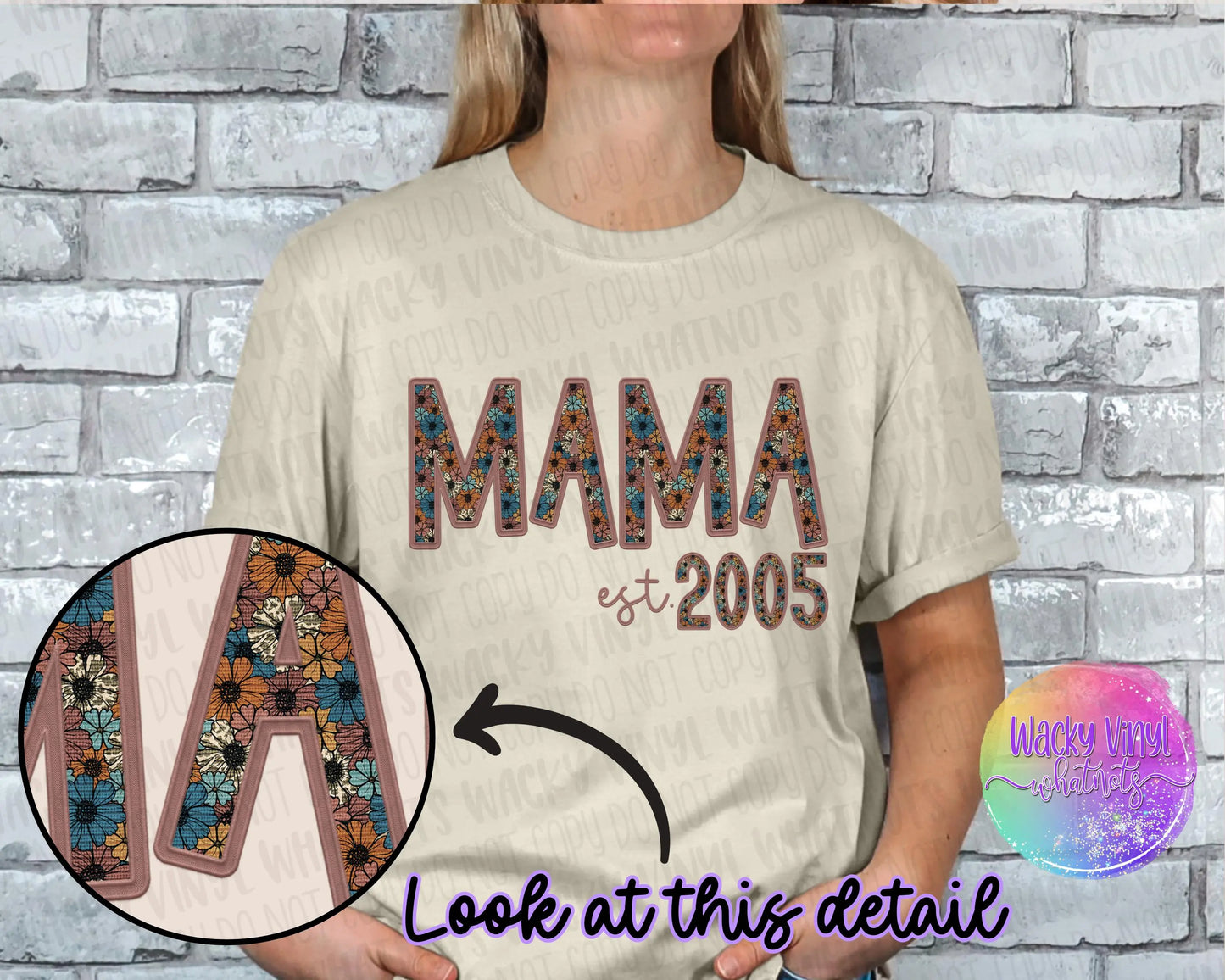 Mama, Mom, Grandma (& others) est Year Tee or Crew Wacky Vinyl Whatnots, LLC