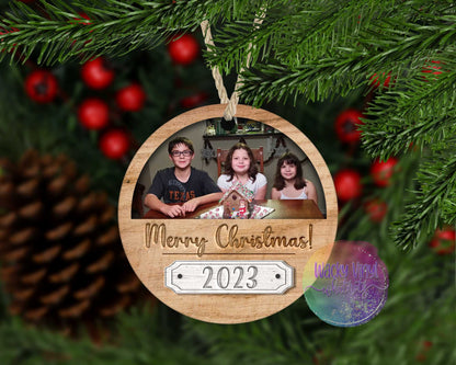 Merry Christmas Photo Ornament Wacky Vinyl Whatnots, LLC