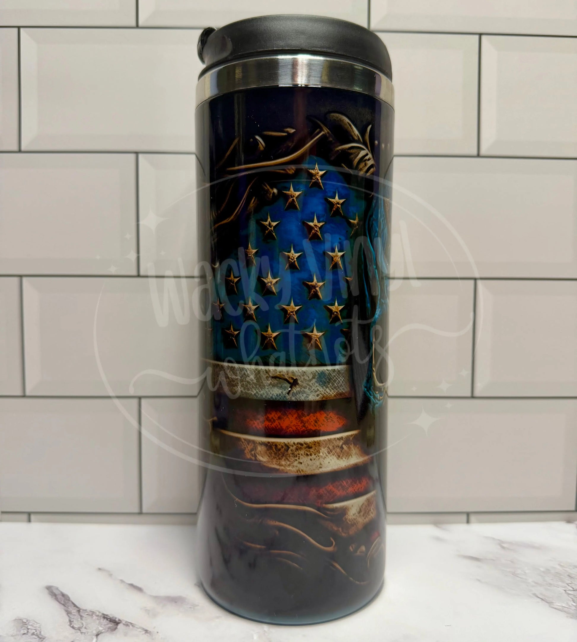 Patriotic Skull Tumbler Wacky Vinyl Whatnots, LLC